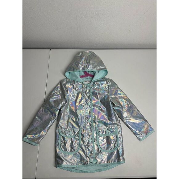Cat & Jack Girl's Size 4T Button Up Holographic Wind/Water Resistant Jacket - Picture 5 of 11